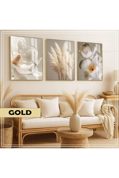 Harika bir ev HARİKABİREV|Soft|KREM PAMPAS-ORKİDE KOMBİNİ |ÇERÇEVELİ CAM TABL...