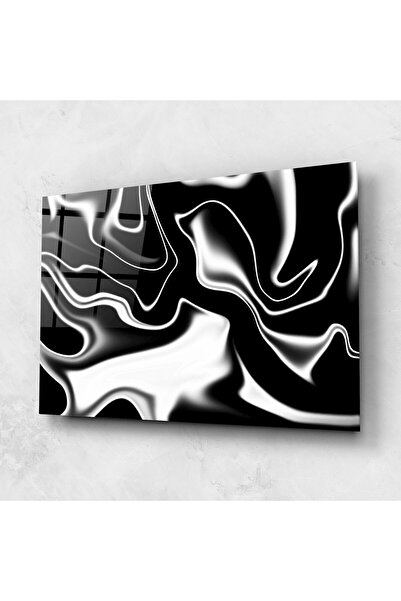 Arthub Tablou Sticla,Dormitor si Living, Alb Negru, Black Metalic Art