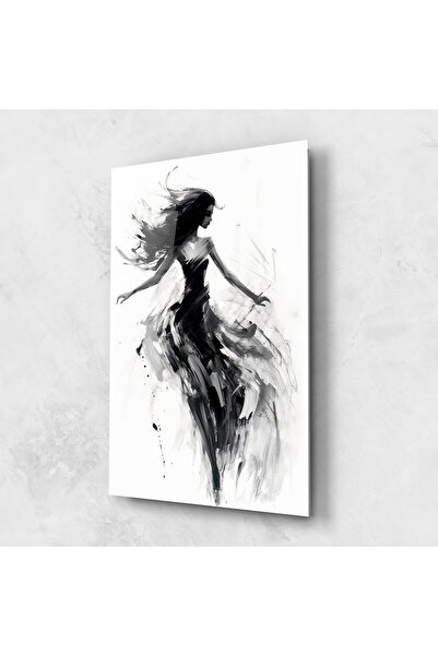 Arthub Tablou Sticla,Dormitor si Living, Siluete, Black Ink Woman