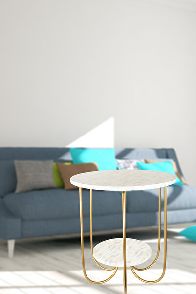 Begüsa Revano Sehpa Eskitme Mermer Ahşap