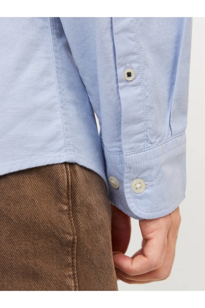 Jack & Jones Men's Shirt, Casual Slim Fit, Cotton, Light Blue