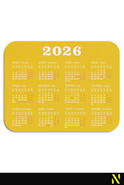 nilizma 2026 Calendar Yellow Ergonomic Mouse Pad with Non-Slip Surface Ideal Mousepad for Home and Office Use