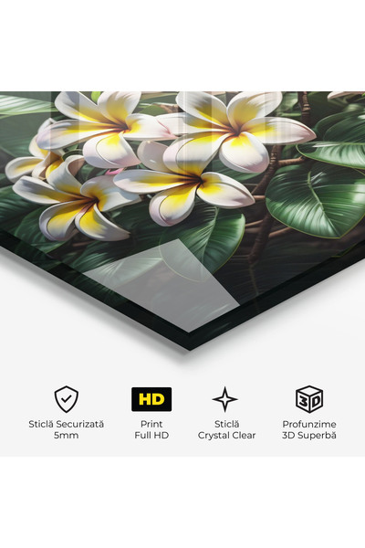 Arthub Glass Painting, Bedroom and Living Room, Exotic Flowers, Exotic White Yellow