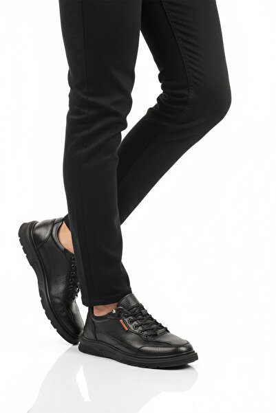 Bulldozer Black Floter Genuine Leather Vibrating Massage Supported Men's Casual Shoes 260043 m