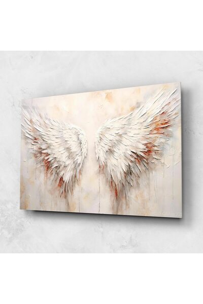 Arthub Glass Painting, Bedroom and Living Room, Painting Texture, White Bloody Wings