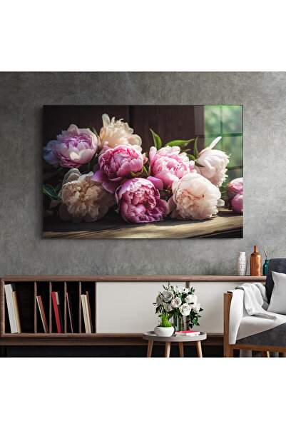 Arthub Glass Painting, Bedroom and Living Room, Peonies, Peonies On The Table