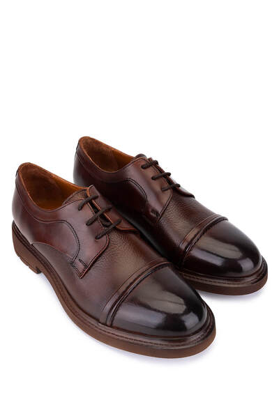 Tamer Tanca Men's Genuine Leather Tan Classic Shoes