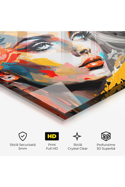 Arthub Tablou Sticla,Dormitor si Living, Porterete, Blue Eye Face