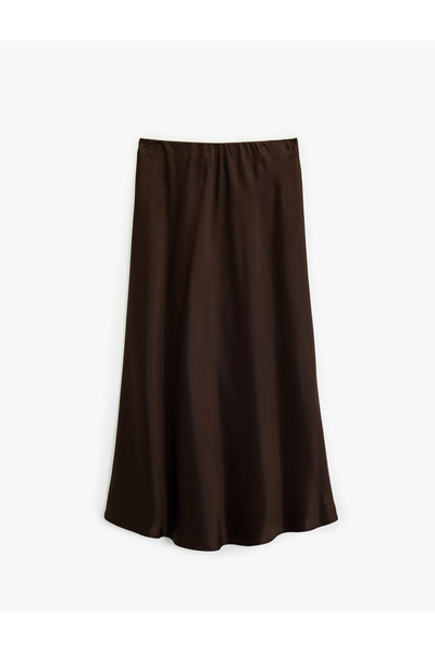 Koton Slim Fit Fish Cut Midi Length Satin Skirt