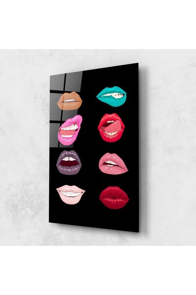 Arthub Tablou Sticla,Dormitor si Living, Lips, Colorful Lips