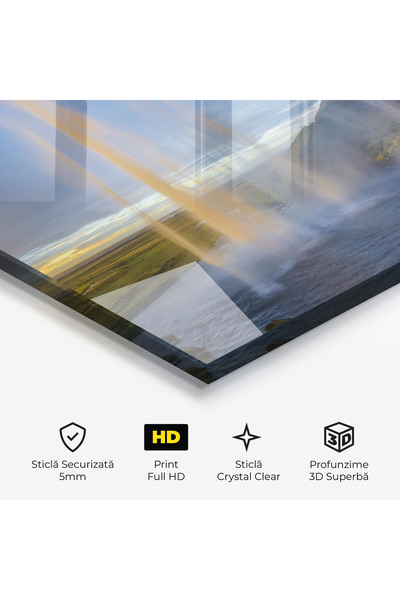 Arthub Glass Painting, Bedroom and Living Room, Waterfalls, Orange Waterfall