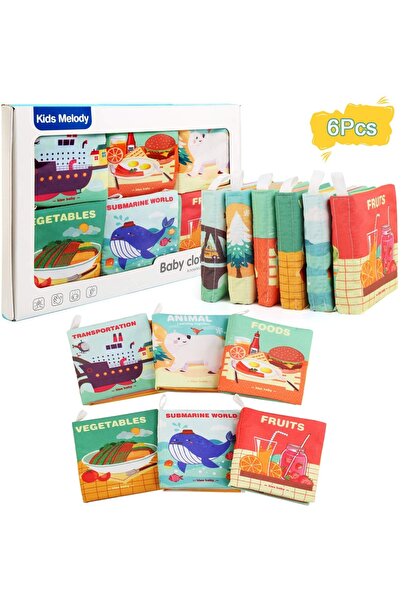 Toy Set of 6 educational, sensory, textile books for babies