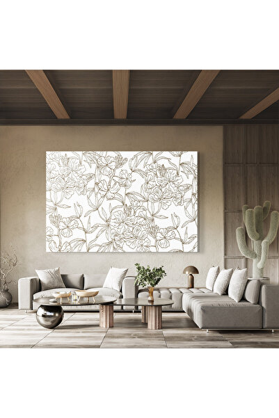 Arthub Glass Painting, Bedroom and Living Room, Drawn Flowers, Flower Brown Line