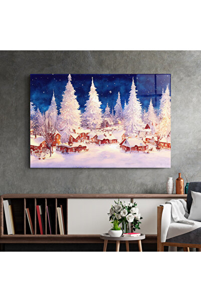 Arthub Glass Painting, Bedroom and Living Room, Winter, Snow Falling Painting