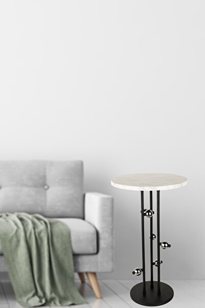 Begüsa Juvina Krom Toplu Sehpa Siyah Mermer Ahşap