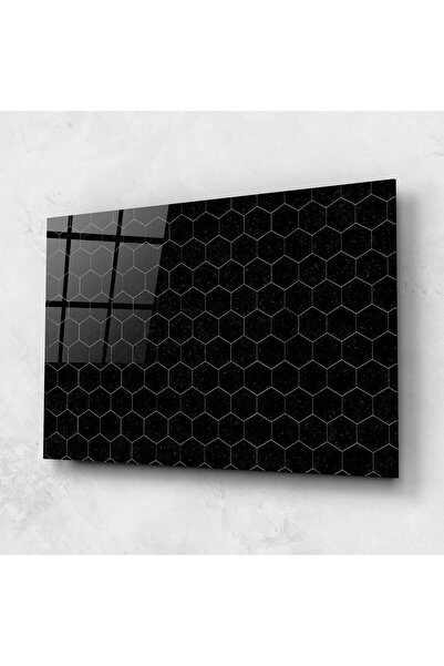 Arthub Tablou Sticla,Dormitor si Living, Geometrice, Black Hexagon