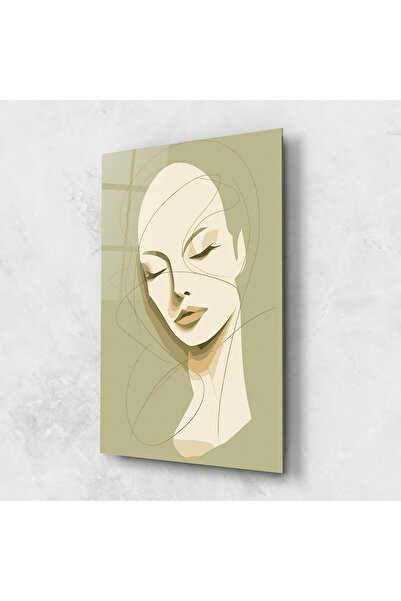 Arthub Tablou Sticla,Dormitor si Living, Femei Abstracte, Cream Woman Head