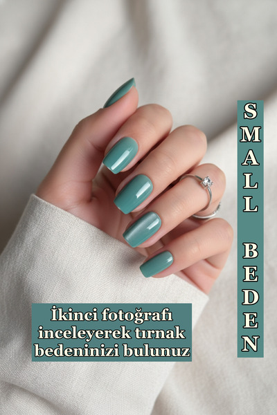 Easy Beauty Kedi Gözü SMALL Beden Kısa Küt 10 Adet Takma Tırnak Seti T127