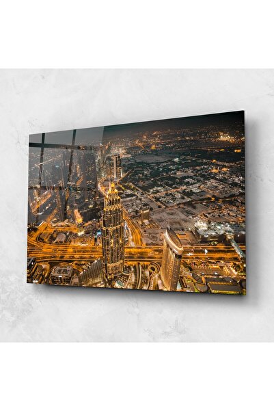 Arthub Glass Painting, Bedroom and Living Room, Urban, Dubai Lights