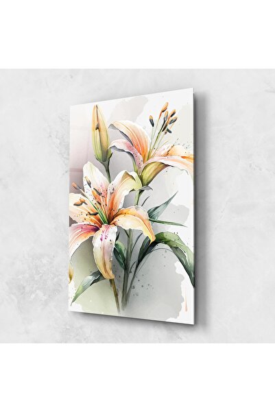 Arthub Tablou Sticla,Dormitor si Living, Crini, White Orange Lily