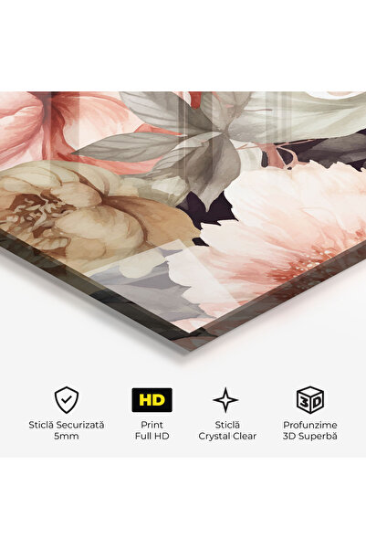 Arthub Glass Painting, Bedroom and Living Room, Peonies, Cream Pink Peony