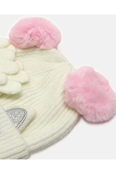 REDTAG Girls White Knitted Scarf Set (2 Piece)