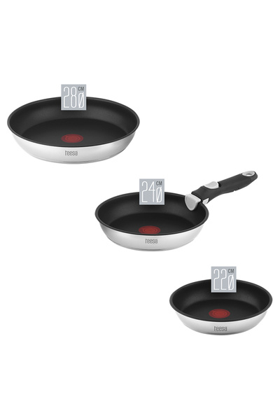 Teesa [title] Set 4 Pieces 3 Pans 22/24/28 Removable Handle