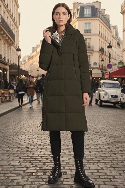 Toridas Kadın Uzun Kışlık İçi Elyaflı Astarlı Yan Fermuar Detaylı Şişme Mont