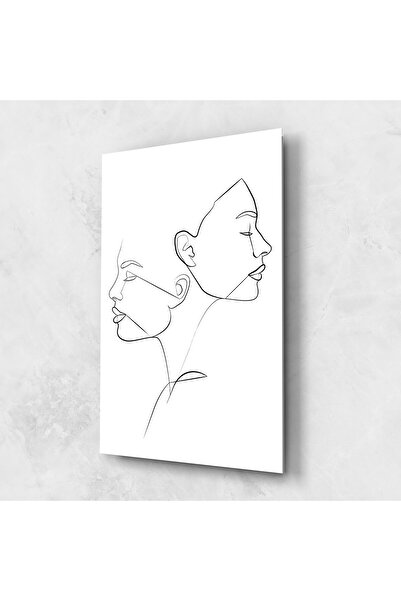 Arthub Tablou Sticla,Dormitor si Living, Minimaliste, Female Black Line