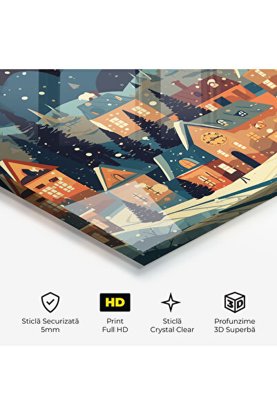 Arthub Glass Painting, Bedroom and Living Room, Winter, Winter View Houses