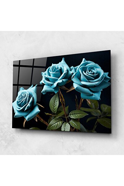 Arthub Glass Painting, Bedroom and Living Room, Roses, Blue Roses