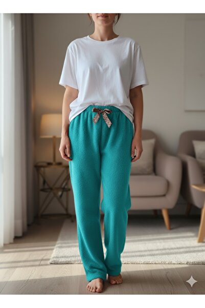 FAMES PİJAMA Women's Turquoise Plush Pajama Bottoms