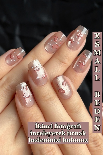Easy Beauty Kedi Gözü XSMALL Beden Kısa Küt 10 Adet Takma Tırnak Seti T166