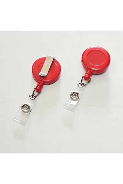 ÜNSA Anahtar Yoyo Round Neck Badge Holder with Rope Pull Red Color