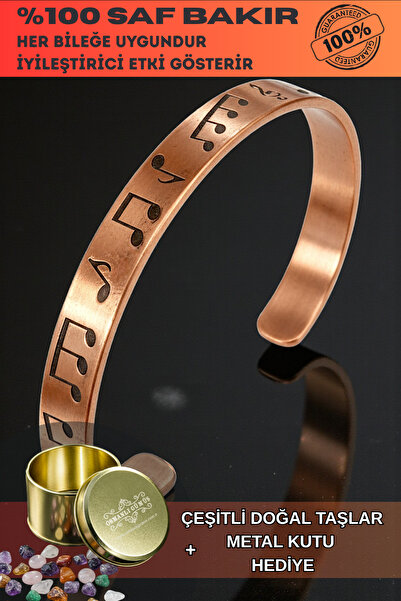 OSMANLI GÜMÜŞ Men's and Women's Copper Bracelet - Note Melody Model Thin Men's and Women's Bracelet Bracelet