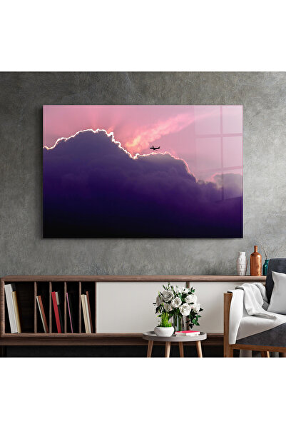 Arthub Glass Painting, Bedroom and Living Room, Clouds, Big Purple Cloud
