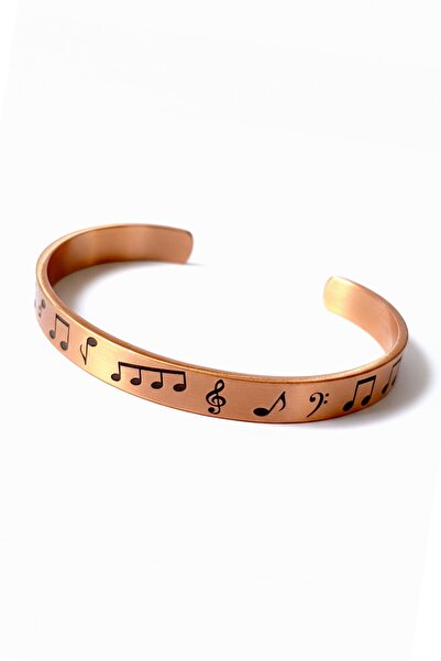 Otto Man Steel Jewelry Erkek Kadın Notalı Melodi Model İnce Saf Bakır Kelepçe...