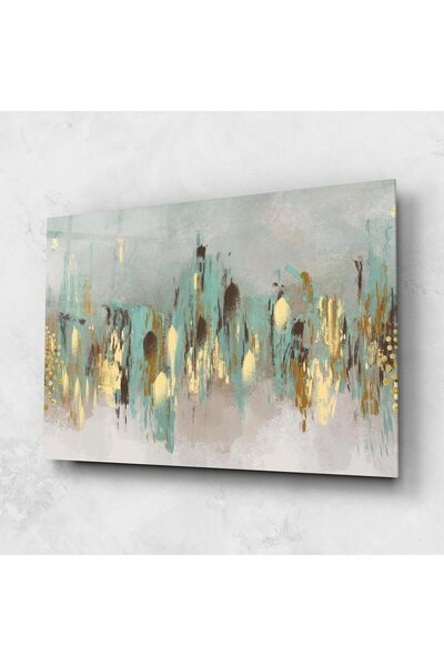 Arthub Tablou Sticla,Dormitor si Living, Arta Abstracta, Gold Spiral Points