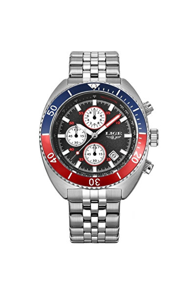 Lige Men's Watch Elegant Business Silver Quartz Luminous Hands Analog Date