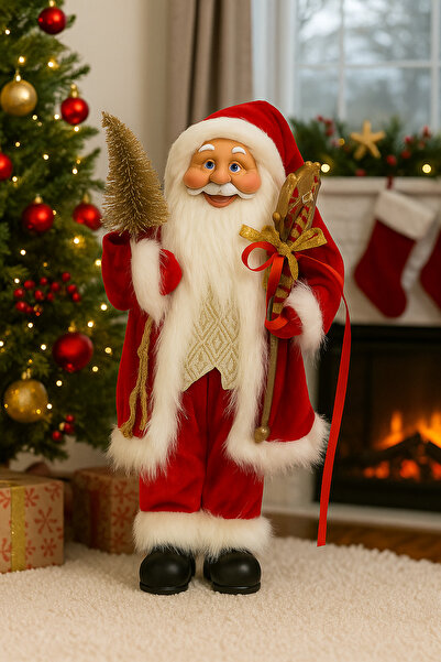 lve Christmas decoration, Santa Claus with staff, 45 cm