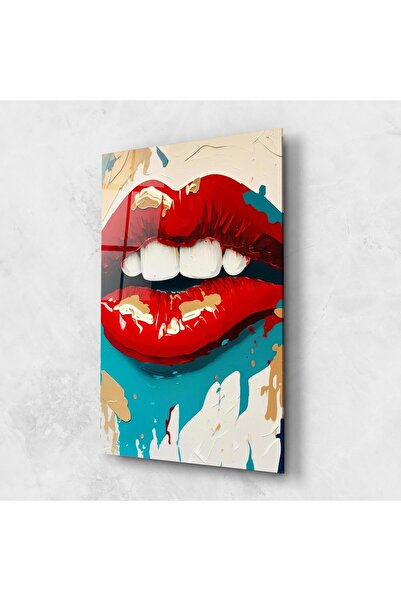 Arthub Tablou Sticla,Dormitor si Living, Lips, Red Gold Lips