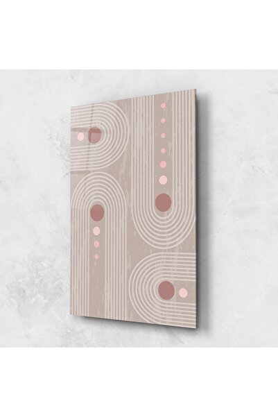 Arthub Tablou Sticla,Dormitor si Living, Minimaliste, Pink Circle On Cream