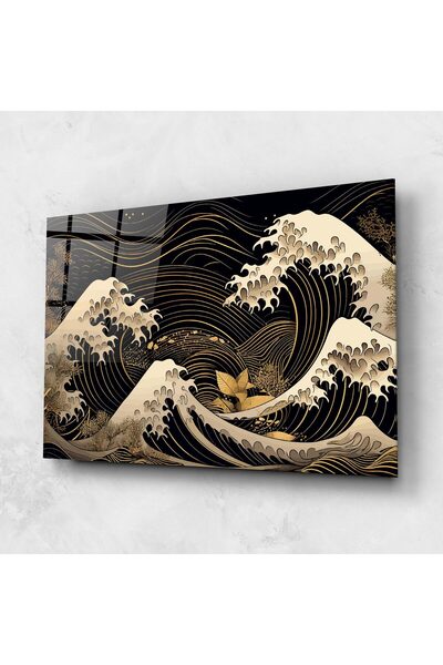 Arthub Tablou Sticla,Dormitor si Living, Asiatic, Asiatic Gold Wave