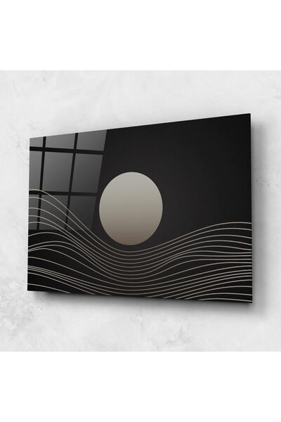 Arthub Tablou Sticla,Dormitor si Living, Minimaliste, Grey Moon