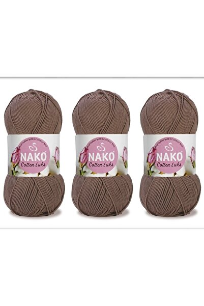NAKO Cotton Lüks El Örgü İpliği 100 Gr 3 ADET Renk No: 97583 TOPRAK KAHVE