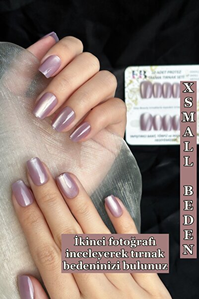 Easy Beauty Kedi Gözü XSMALL Beden Kısa Küt 10 Adet Takma Tırnak Seti T133