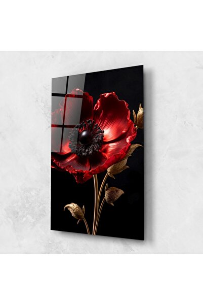 Arthub Tablou Sticla,Dormitor si Living, Maci, Dark Red Poppy