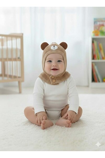 MİNİKO KİDS Ki̇tti̇ 25480-01 Buttoned Necklace Tricot Beanie