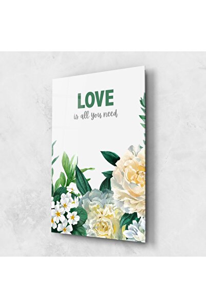 Arthub Tablou Sticla,Dormitor si Living, Trandafiri, Green Rose Love