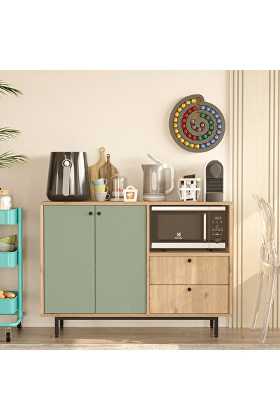 Robin Home Mocha Kahve Köşesi Çok Amaçlı Dolap Mutfak Dolabı Sepet-Ihlamur Yeşili